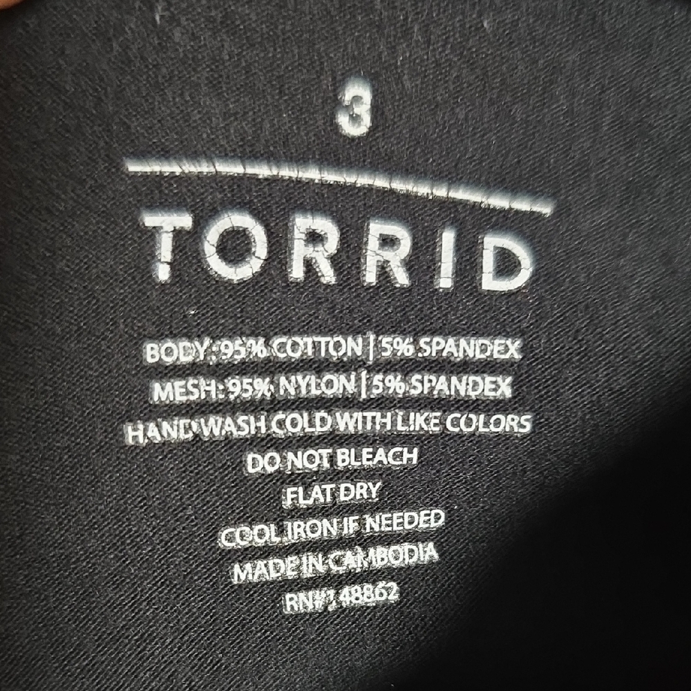 118 Torrid 3 3X Black Leggings with Mesh Fishnet Accents - Picture 3 of 10